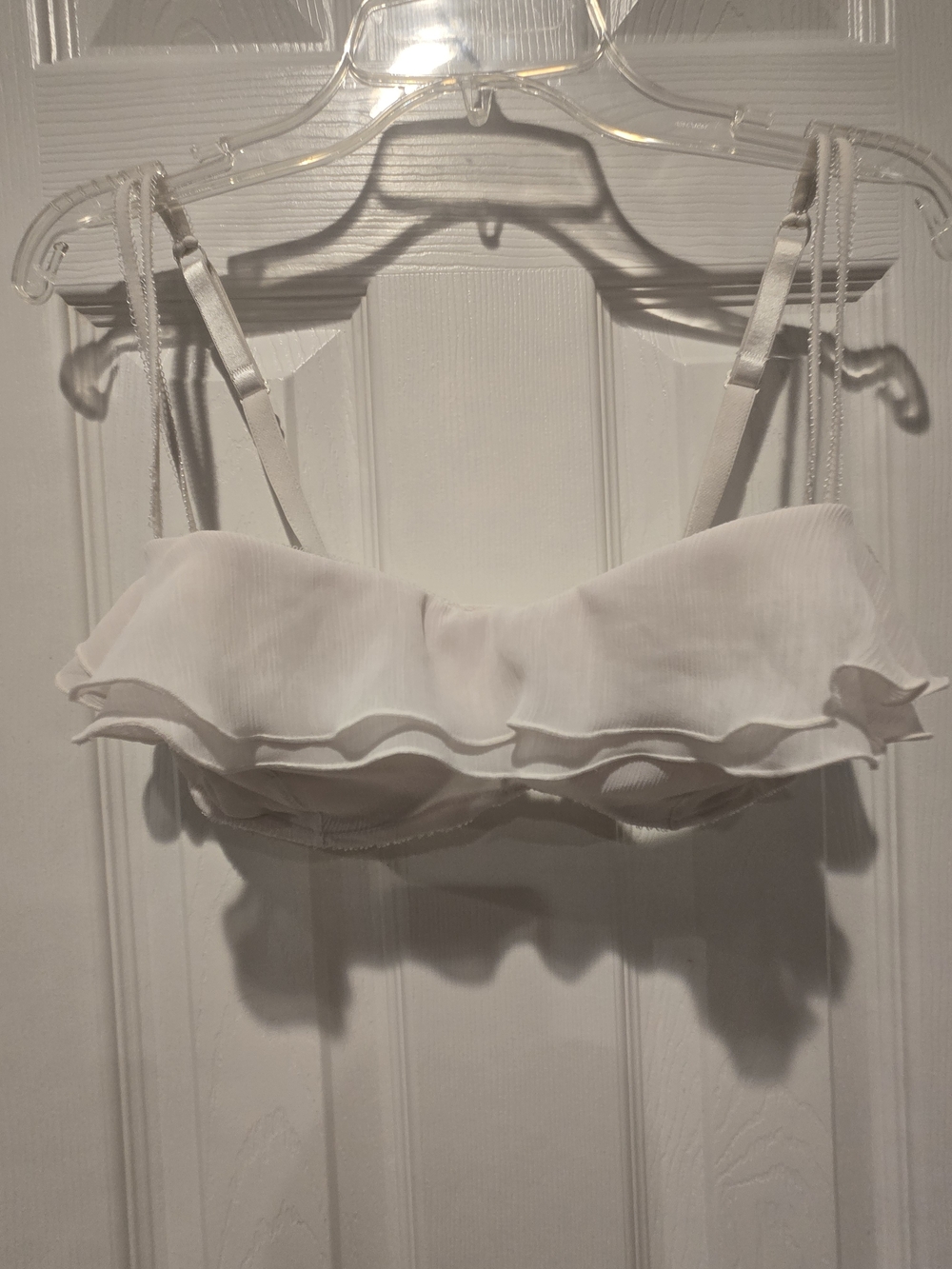 Gilligan & O'Malley White Tiered Ruffle Bra /Bralette 34D